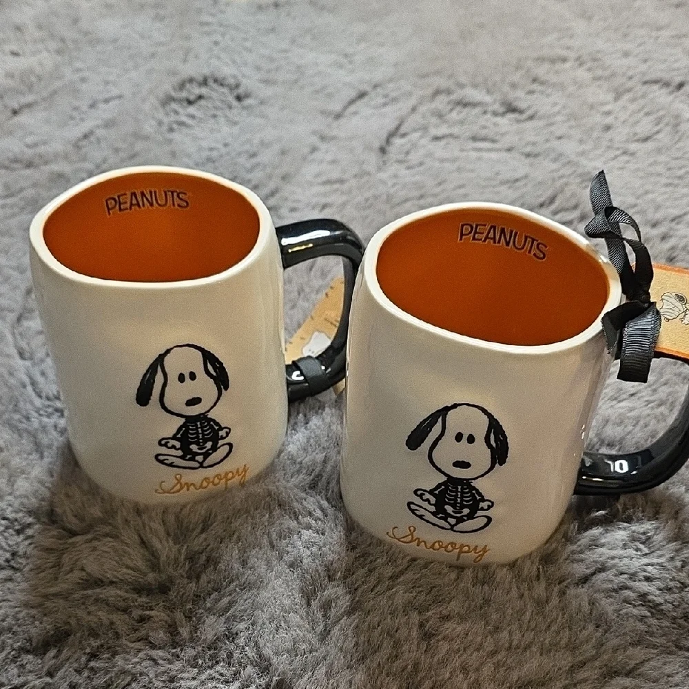 Rae Dunn Snoopy Skeleton Coffee Tea Mug - Cream and Black so stinking cute